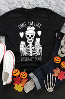 Halloween Skeleton Graphic Round Neck Tee