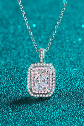 1 Carat Moissanite Geometric Pendant Chain Necklace