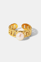 Pearl Stainless Steel Open Ring