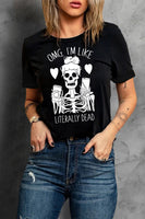 Halloween Skeleton Graphic Round Neck Tee