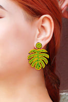 Beaded Banana Leaf Earrings