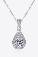 2 Carat Moissanite Teardrop Pendant 925 Sterling Silver Necklace