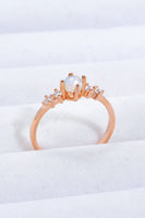 Natural Moonstone and Zircon 18K Rose Gold-Plated Ring