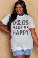 Simply Love Full Size DOGS MAKE ME HAPPY Graphic Cotton T-Shirt